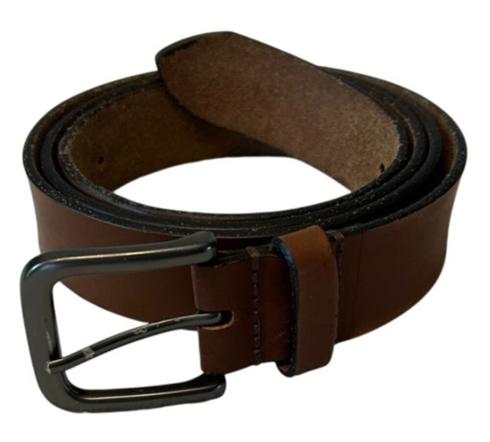 Timberland Women 1.25" Wide Genuine Leather Belt Brown Distressed Brass Buckle